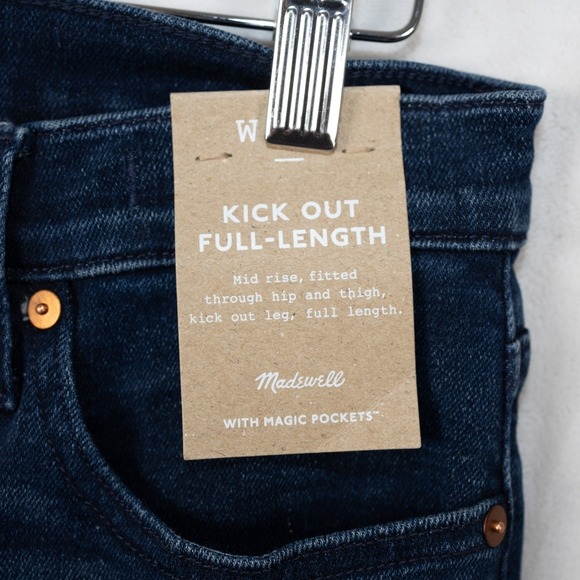 Madewell Kick Out Full Length Jeans Mid Rise Dark Wash Size Waist 26P - Picture 4 of 7